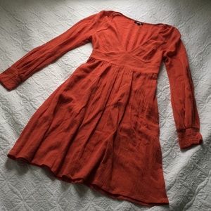 ASOS orange long sleeve V neck dress size 2